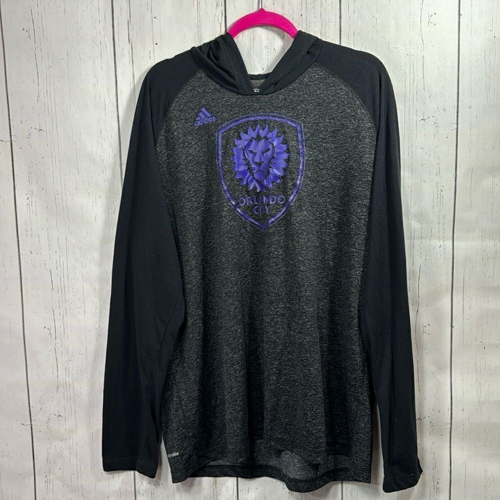 Adidas Black and Purple Graphic Hoodie